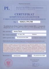 Certyfikat Kompetencji Zawodowej 1